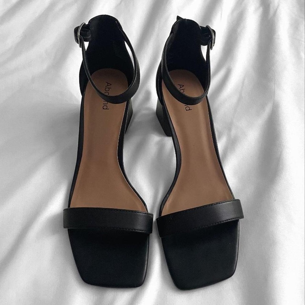 black heel sandals